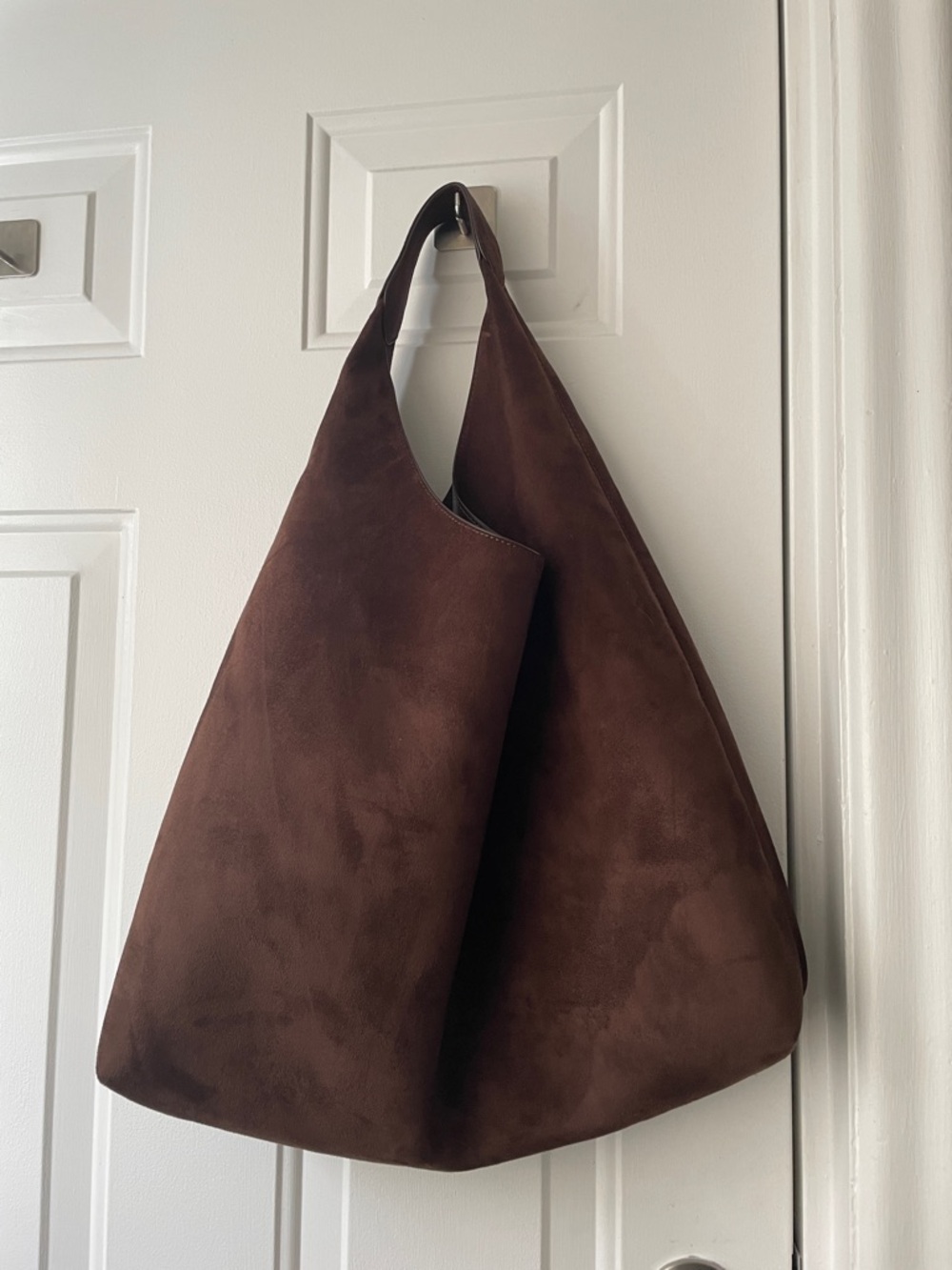 Faux suede leather shoulder bag